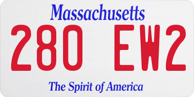 MA license plate 280EW2