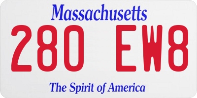 MA license plate 280EW8