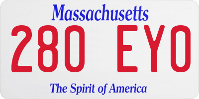 MA license plate 280EY0