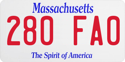 MA license plate 280FA0