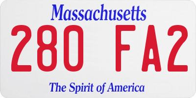 MA license plate 280FA2