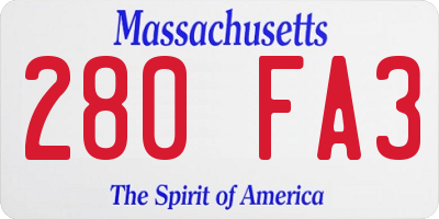 MA license plate 280FA3
