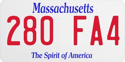 MA license plate 280FA4