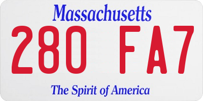 MA license plate 280FA7