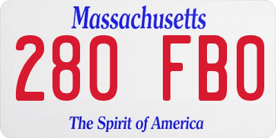 MA license plate 280FB0