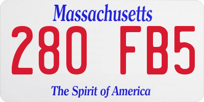 MA license plate 280FB5