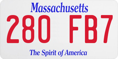 MA license plate 280FB7