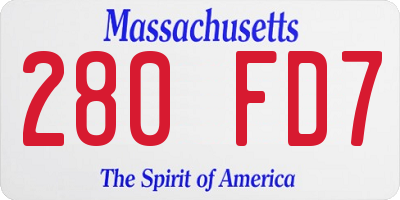 MA license plate 280FD7
