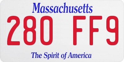 MA license plate 280FF9