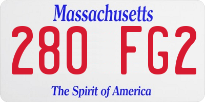 MA license plate 280FG2