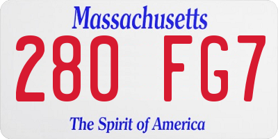 MA license plate 280FG7