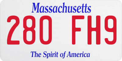 MA license plate 280FH9