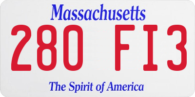 MA license plate 280FI3