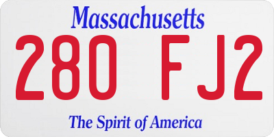MA license plate 280FJ2