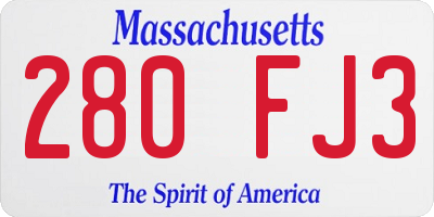 MA license plate 280FJ3