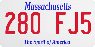 MA license plate 280FJ5