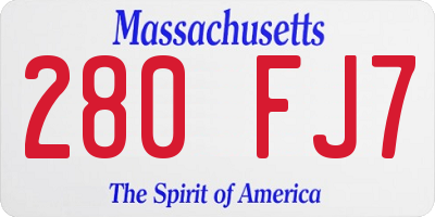 MA license plate 280FJ7