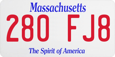 MA license plate 280FJ8