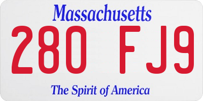 MA license plate 280FJ9