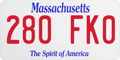MA license plate 280FK0