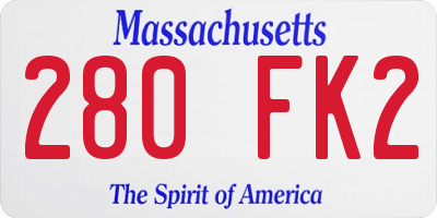 MA license plate 280FK2