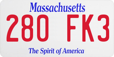 MA license plate 280FK3