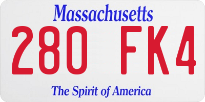 MA license plate 280FK4