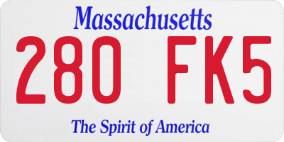 MA license plate 280FK5