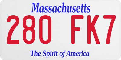 MA license plate 280FK7
