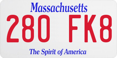 MA license plate 280FK8