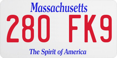 MA license plate 280FK9