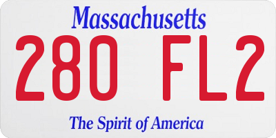 MA license plate 280FL2