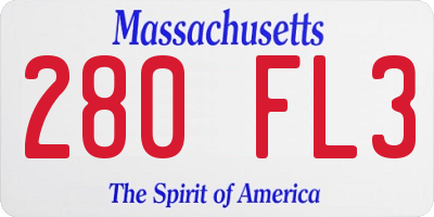 MA license plate 280FL3