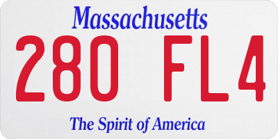MA license plate 280FL4