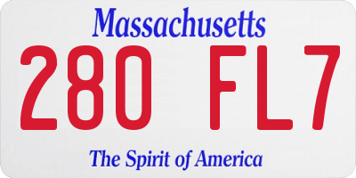 MA license plate 280FL7
