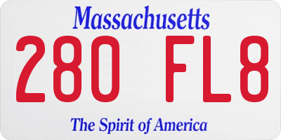 MA license plate 280FL8