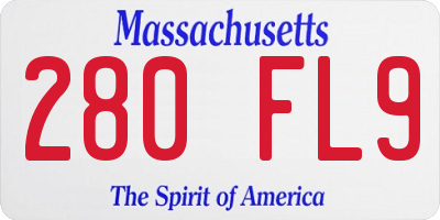 MA license plate 280FL9