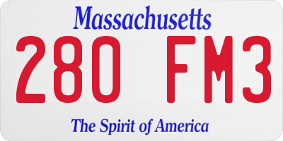 MA license plate 280FM3