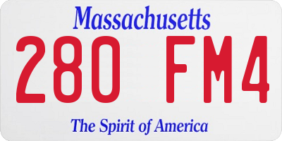 MA license plate 280FM4