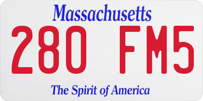 MA license plate 280FM5