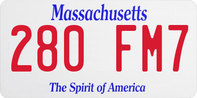 MA license plate 280FM7