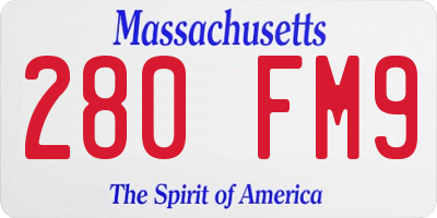 MA license plate 280FM9