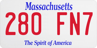 MA license plate 280FN7