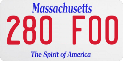 MA license plate 280FO0