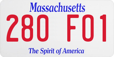MA license plate 280FO1