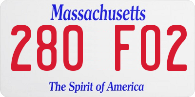 MA license plate 280FO2