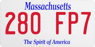MA license plate 280FP7