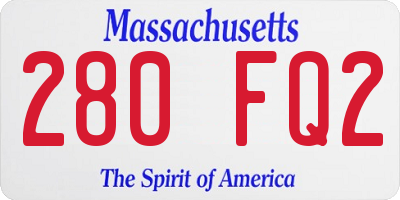 MA license plate 280FQ2
