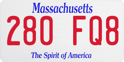 MA license plate 280FQ8
