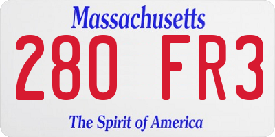 MA license plate 280FR3